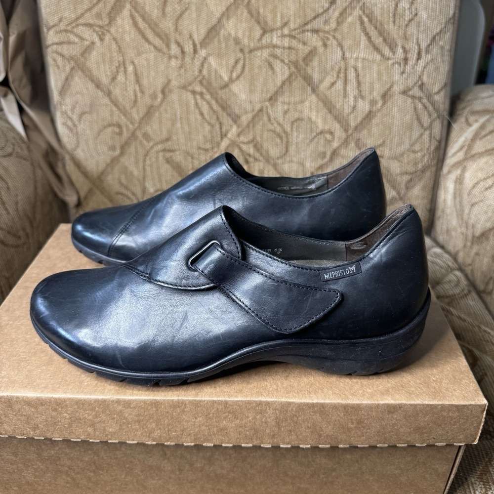 Mephisto Air Jet‎ Luce Women's Size 9 Black Nubuck Leather Comfort Loafer EUC!